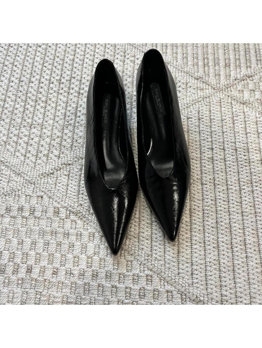 NEW: Tony Bianco Black high vamp Pointed Toe Kitten Heel Pumps. Sz7- RUN BIG! - Picture 7 of 11